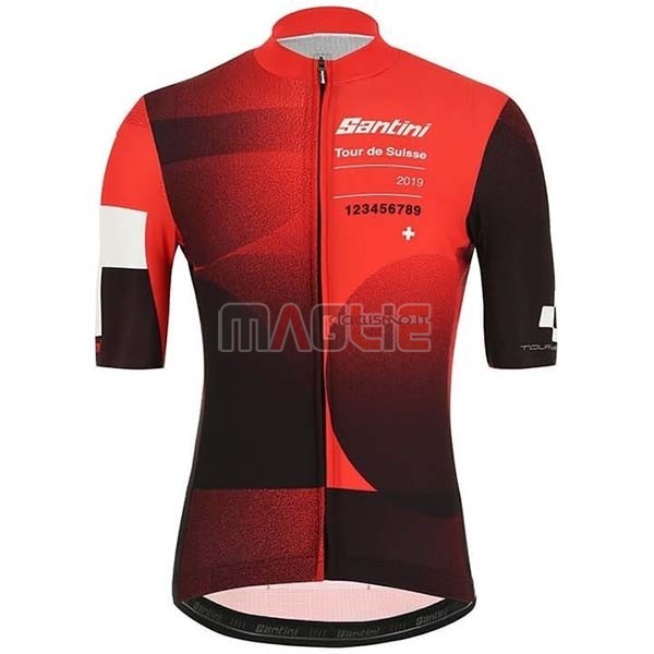 Maglia Tour de Suisse Manica Corta 2019 Rosso Nero